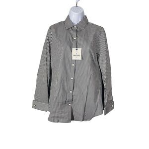 UNTUCKit Womens‎ Julianna White Black Striped Button Up Long Sleeve Shirt Size 4
